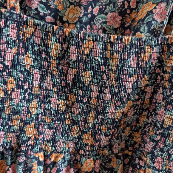 Old Navy Linen Blend Floral Cami Dress Ruffle Hem Smocked back Size Large - Picture 7 of 10